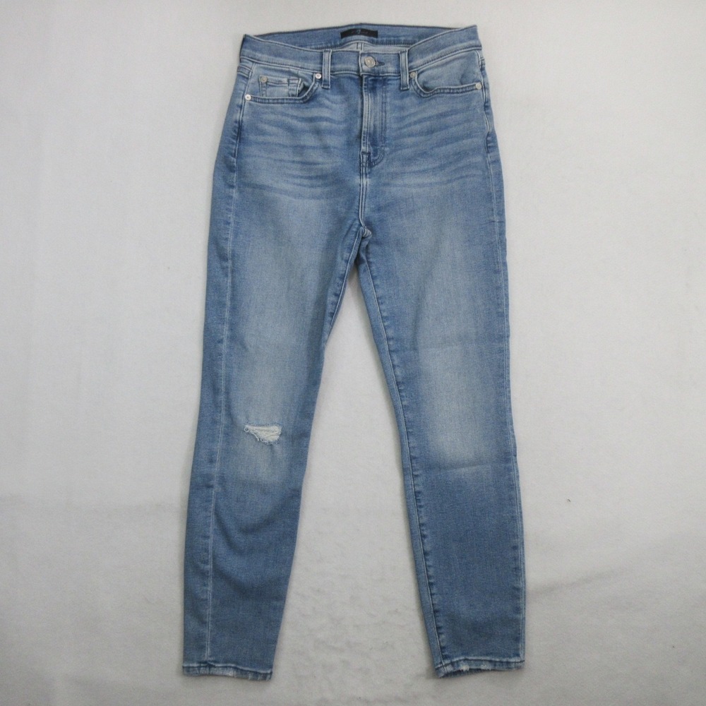 7 For All Mankind Women Jeans 28 High Waist Ankle Gwenevere Blue Stretch Slim